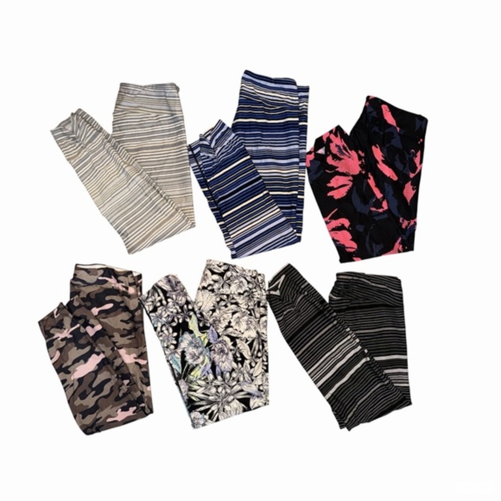 Lot of 6  Calvin Klein Patterned Leggings - Stripes, Floral, Camo, Abstract